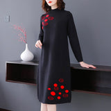 Black Korean Vintage Midi Sweater Dress Autumn Winter Knitted Cotton Thick Warm Sweaters 2023 Elegant Bodycon Turtleneck Sweater