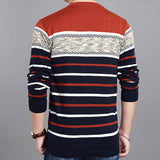 Covrlge New Spring Autumn Casual Men's Sweater O-Neck Striped Slim Knittwear Mens Sweaters Pullovers Pullover Men M-3XL MZM050