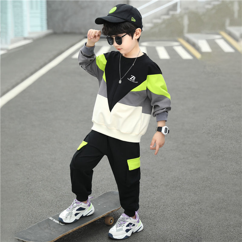 Children's Clothing Sets Boys' Autumn Big Baby Coat+pant Two-piece Sport Suit 4-12 Ages Kids Boutique Clothes Wholesale