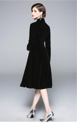 ZUOMAN Women Autumn & Winter Elegant Velvet Dress Festa High Quality Vintage Party Robe Femme A-Line Designer Black Vestidos