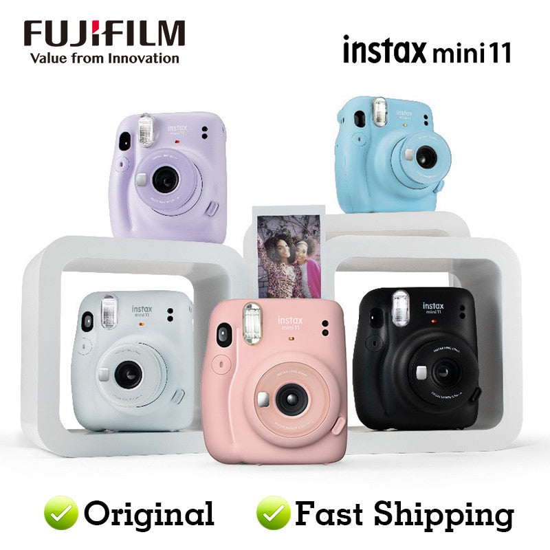 Fuji Genuine Instax Mini11 Instant Camera Origin Fujifilm Pink/Blue/Gray/White/Purple with Instax Mini Film Photo Paper Hot Sale