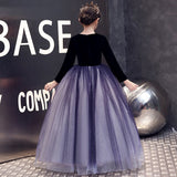 Kids Tulle Prom Ball Gowns Children's Evening Dress Long Sleeve Polka Dot Mesh Girl Ball Gown Show Piano Party Princess Dresses