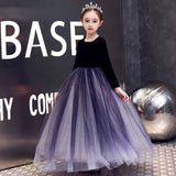 Kids Tulle Prom Ball Gowns Children's Evening Dress Long Sleeve Polka Dot Mesh Girl Ball Gown Show Piano Party Princess Dresses