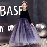 Kids Tulle Prom Ball Gowns Children's Evening Dress Long Sleeve Polka Dot Mesh Girl Ball Gown Show Piano Party Princess Dresses