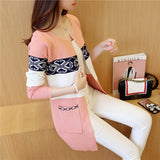 2023 Spring Women's Long Sweater Cashmere Autumn Cardigan knitting Sweater Pink Black Red Print Winter Fashion Slim Women 7479