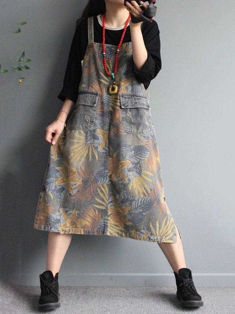 Max LuLu 2023 Summer Korean Womens Fashion Loose Printed Denim Sleeveless Dresses Ladies Luxury Casual Floral Elegant Vestidos