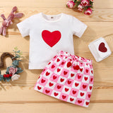 New Toddler Kids Baby Girl Valentine 's Day Clothes Long Sleeve Love Heart Printed Shirt Tops Tutu Skirt 2Pcs Outfits Set