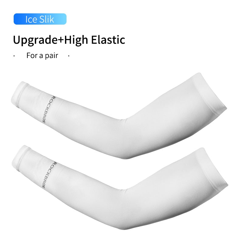 ROCKBROS Arm Sleeve Breathable Quick Dry UV Protection Cycling Sport Sleeve Ice Fabric Sunscreen Sports Wear Fitness Arm Sleeve