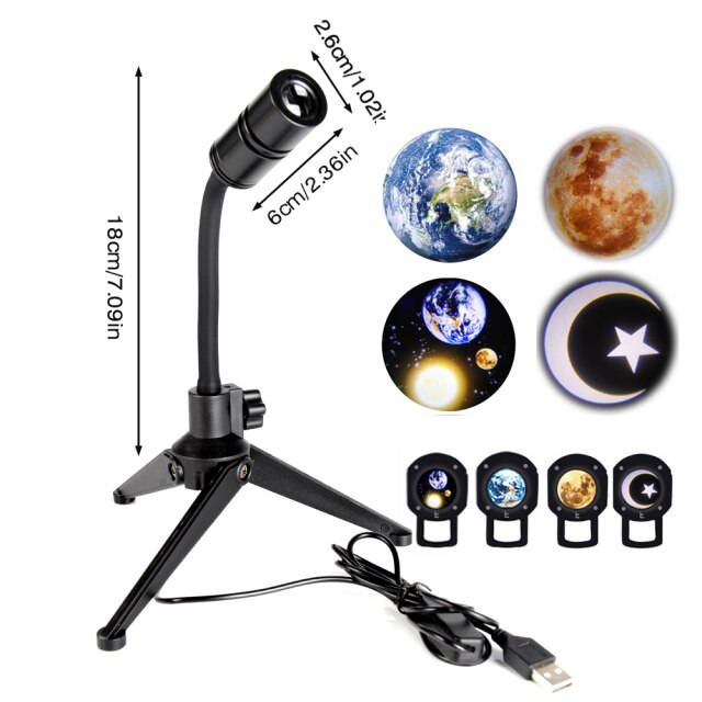 Galaxy Projector 2 In 1 Earth Moon Projection Lamp INS Photography Background Atmosphere Night Light For Bedroom Decor