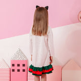DXTON Children 100% Cotton Dress Girls Flower Print Dresses Long Sleeve Autumn Spring Casual Clothes Toddler Cartoon Dresses