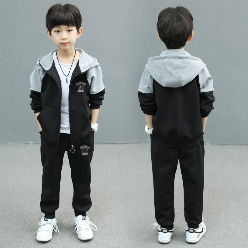 Fashion Boys Clothing Spring Autumn Patchwork Long Sleeve Sets 4 6 8 10 12 13 14 Years Teenagers Children Sports Clothing