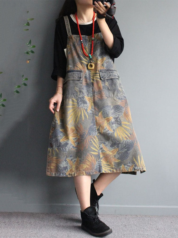 Max LuLu 2023 Summer Korean Womens Fashion Loose Printed Denim Sleeveless Dresses Ladies Luxury Casual Floral Elegant Vestidos