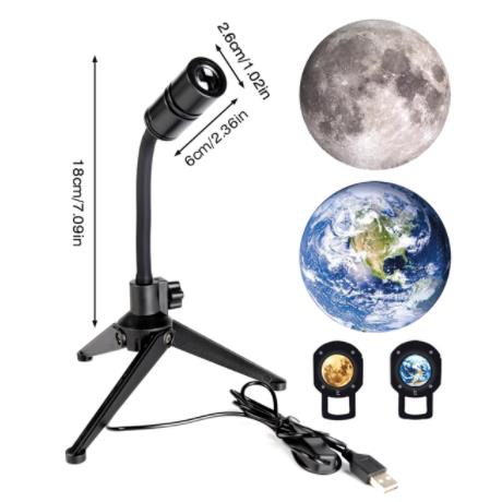 Galaxy Projector 2 In 1 Earth Moon Projection Lamp INS Photography Background Atmosphere Night Light For Bedroom Decor