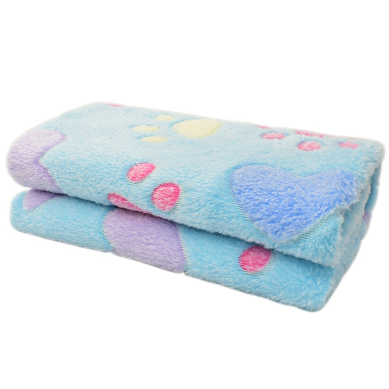 Pet Dog Bed Blanket Soft Fleece Cat Cushion Blanket Winter Warm Paw Print Pet Cats Cover Blanket For Small Medium Large Dogs Mat