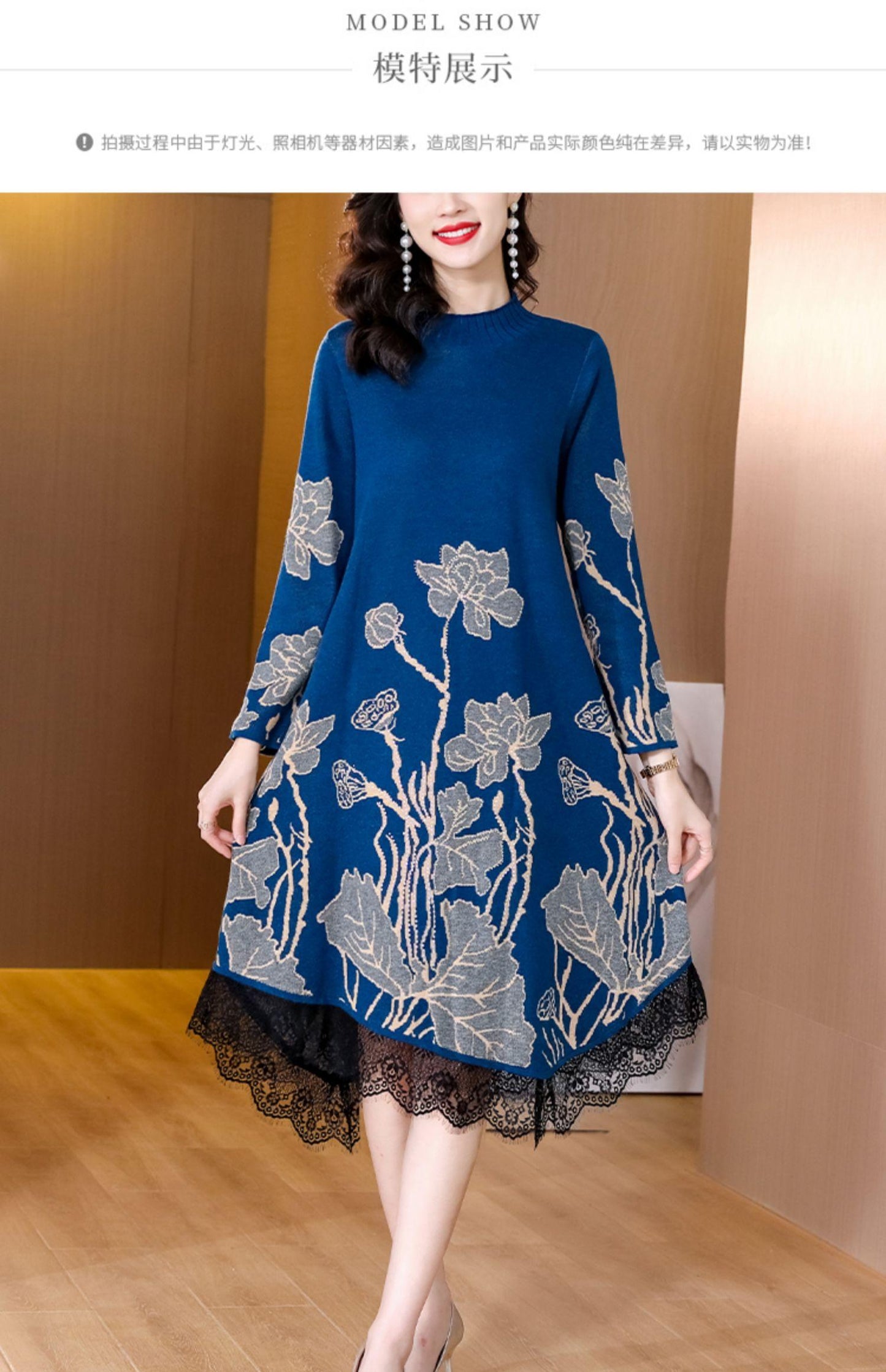 Winter Casual Elegant Warm Loose Jacquard Knited Sweater Dress 2022 Autumn Women Bodycon Turtleneck Long Wool Sweates