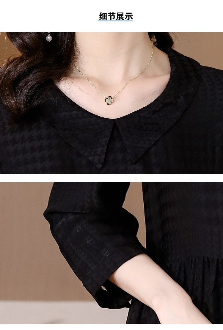 Autumn Spring Printed Silk V Neck Midi Dress Women's Long Sleeve Elegant Body Fit Party Vestidos 2023 Korean Vintage CasualDress