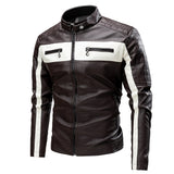 Ucrazy Men 2023 Winter Casual Motor Spliced Leather Jacket Coat Men Autumn Fashion Biker Vintage Warm Leather Jacket Coat Men