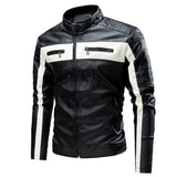 Ucrazy Men 2023 Winter Casual Motor Spliced Leather Jacket Coat Men Autumn Fashion Biker Vintage Warm Leather Jacket Coat Men