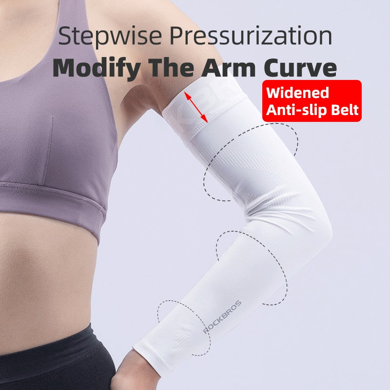 ROCKBROS Arm Sleeve Breathable Quick Dry UV Protection Cycling Sport Sleeve Ice Fabric Sunscreen Sports Wear Fitness Arm Sleeve