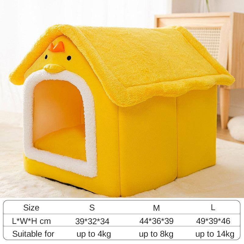 Dog House Kennel Soft Pet Bed Small Cat Tent Indoor Enclosed Warm Plush Sleeping Nest Basket with Removable Cushion Pet Supplies