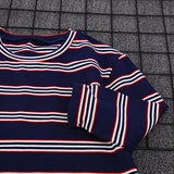 Boys' Striped Long-Sleeved T-shirt Pure Cotton 2022 New Children's Top T Fashion round-Neck Shirt Medium Children's Clothing