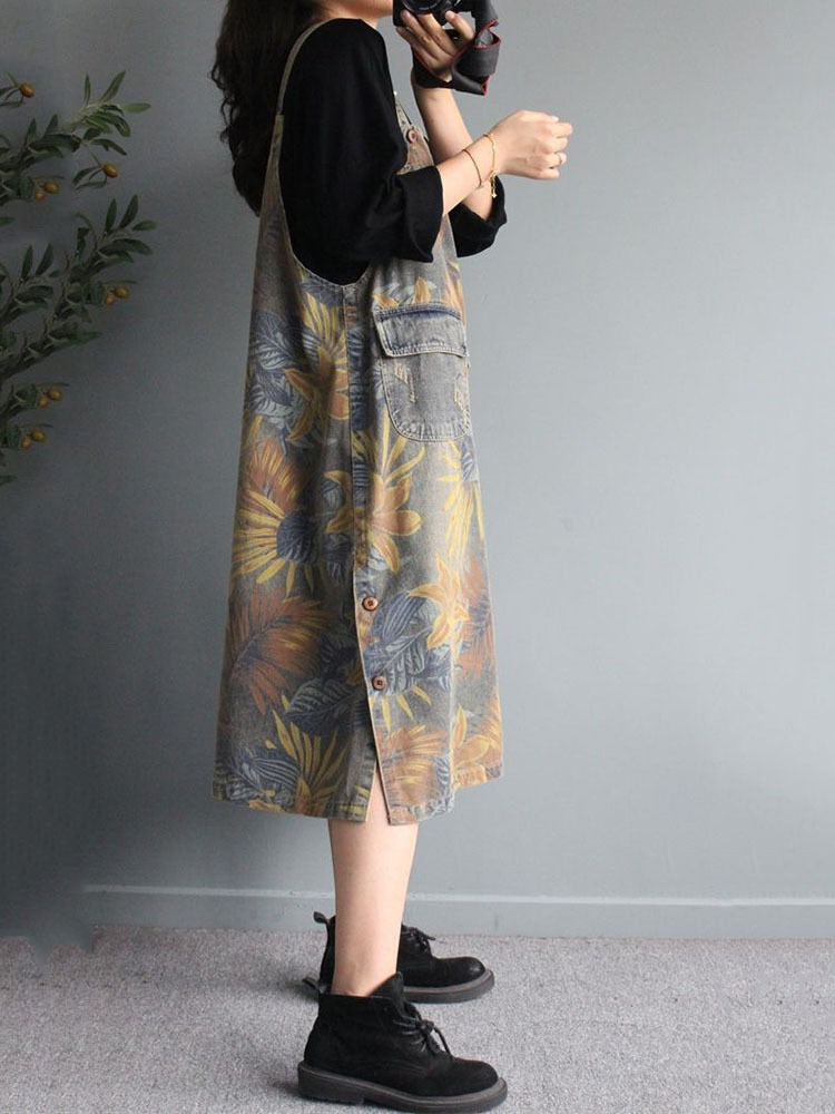 Max LuLu 2023 Summer Korean Womens Fashion Loose Printed Denim Sleeveless Dresses Ladies Luxury Casual Floral Elegant Vestidos