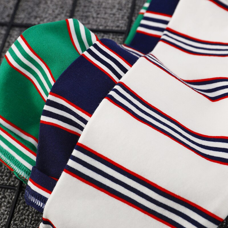 Boys' Striped Long-Sleeved T-shirt Pure Cotton 2022 New Children's Top T Fashion round-Neck Shirt Medium Children's Clothing
