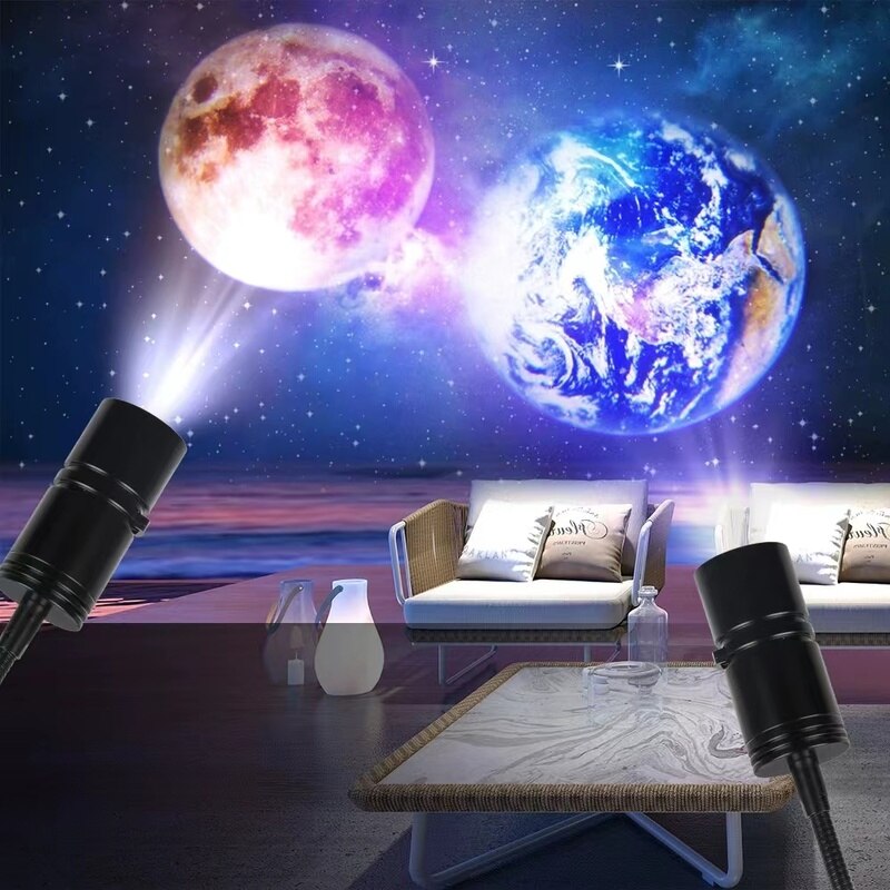 Galaxy Projector 2 In 1 Earth Moon Projection Lamp INS Photography Background Atmosphere Night Light For Bedroom Decor