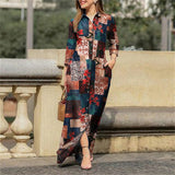 Women's Casual Floral Print Midi Shirt Dress