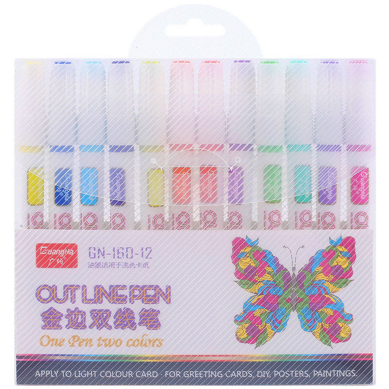 Double line outline pen dream color marker pen