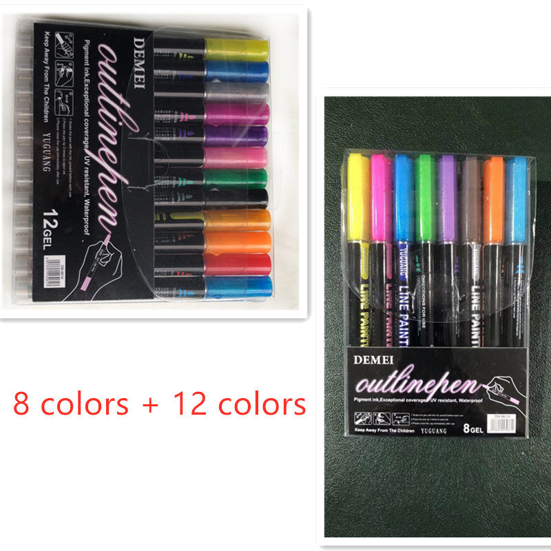 Double line pen dream color highlighter pen