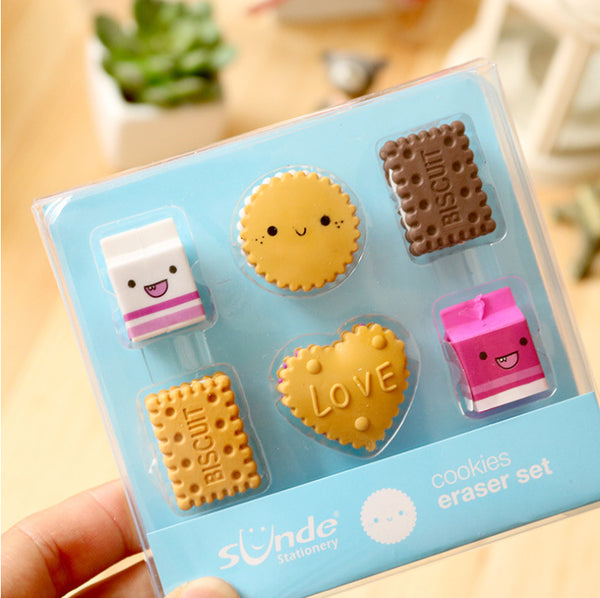 Simulation Milk Biscuit Eraser Set