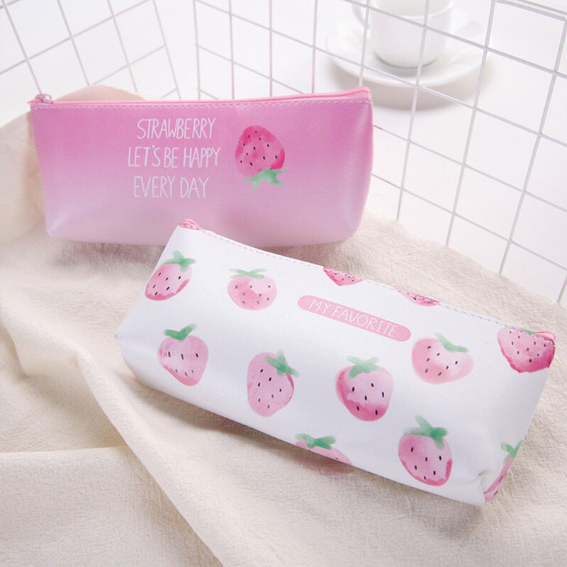 Strawberry leather pencil case