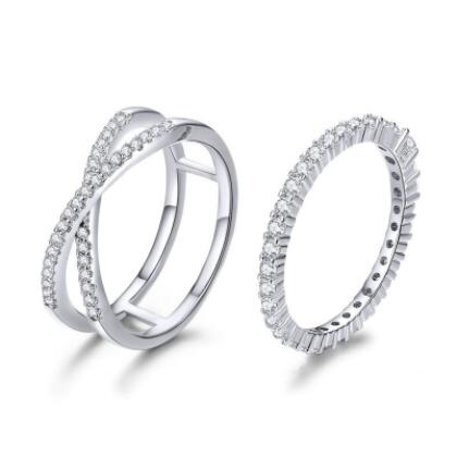 S925 Trend Sterling Silver Jewelry Ring Set With Diamonds For Men And Women Couples Scr463