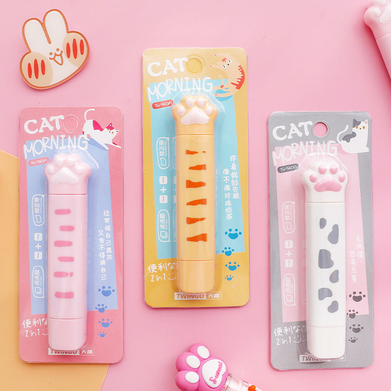 Cute cat's claw correction tape set creative correction tape