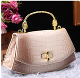 Luxury Fashion Genuine Leather Women's Handbags 2023 New Crocodile Pattern Shoulder Messenger Bag Small Portable Saddle Bags