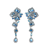 Vintage Sapphire Stud Earrings Female Blue Crystal Ear Jewelry