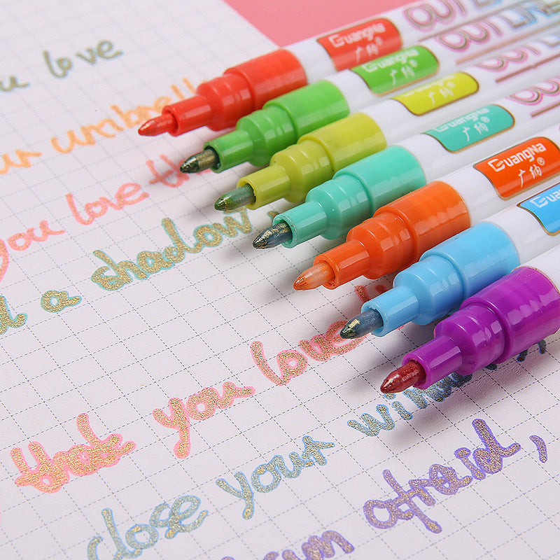 Double line outline pen dream color marker pen