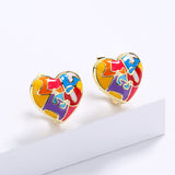 Korean Style Fashion Geometric Love Heart Gold-plated Epoxy Colored Letters Female Earrings