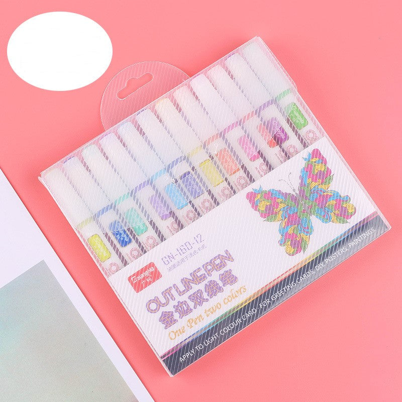 Double line outline pen dream color marker pen