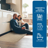 PURRUGS Machine Washable Kitchen Rug [2 PCS] (17" x 30"+ 17" x 48"), Non-Slip/Skid Kitchen Runner Rugs & Floor Mats, Super Absorbent Soft Area Rugs for Sink, Kitchen & Laundry, Beige