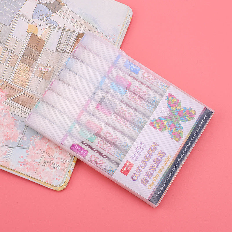 Double line outline pen dream color marker pen
