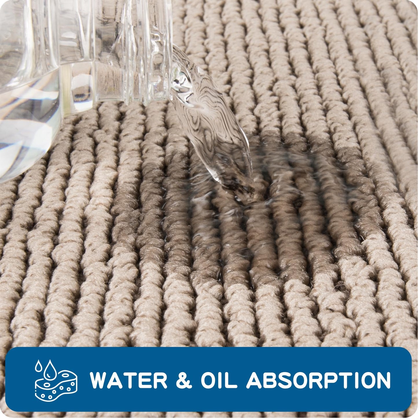 PURRUGS Machine Washable Kitchen Rug [2 PCS] (17" x 30"+ 17" x 48"), Non-Slip/Skid Kitchen Runner Rugs & Floor Mats, Super Absorbent Soft Area Rugs for Sink, Kitchen & Laundry, Beige