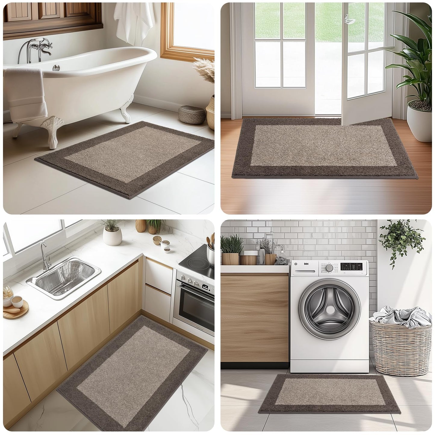 DOMUSTEX Machine Washable Kitchen Rug 24" x 70", Non Slip Kitchen Mat for Floor, Absorbent Entrance Runner Rug for Bedroom, Hallway, Bathroom, Door (Roll Packing)
