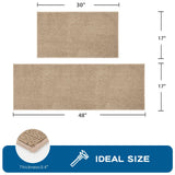 PURRUGS Machine Washable Kitchen Rug [2 PCS] (17" x 30"+ 17" x 48"), Non-Slip/Skid Kitchen Runner Rugs & Floor Mats, Super Absorbent Soft Area Rugs for Sink, Kitchen & Laundry, Beige