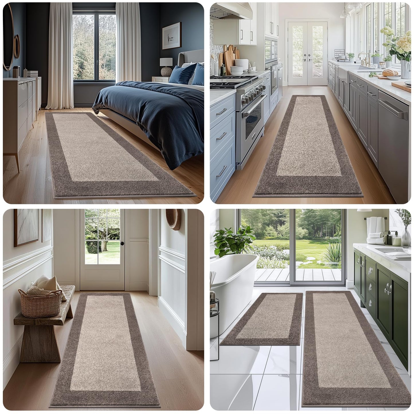 DOMUSTEX Machine Washable Kitchen Rug 24" x 70", Non Slip Kitchen Mat for Floor, Absorbent Entrance Runner Rug for Bedroom, Hallway, Bathroom, Door (Roll Packing)
