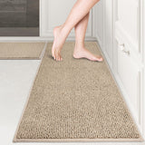 PURRUGS Machine Washable Kitchen Rug [2 PCS] (17" x 30"+ 17" x 48"), Non-Slip/Skid Kitchen Runner Rugs & Floor Mats, Super Absorbent Soft Area Rugs for Sink, Kitchen & Laundry, Beige