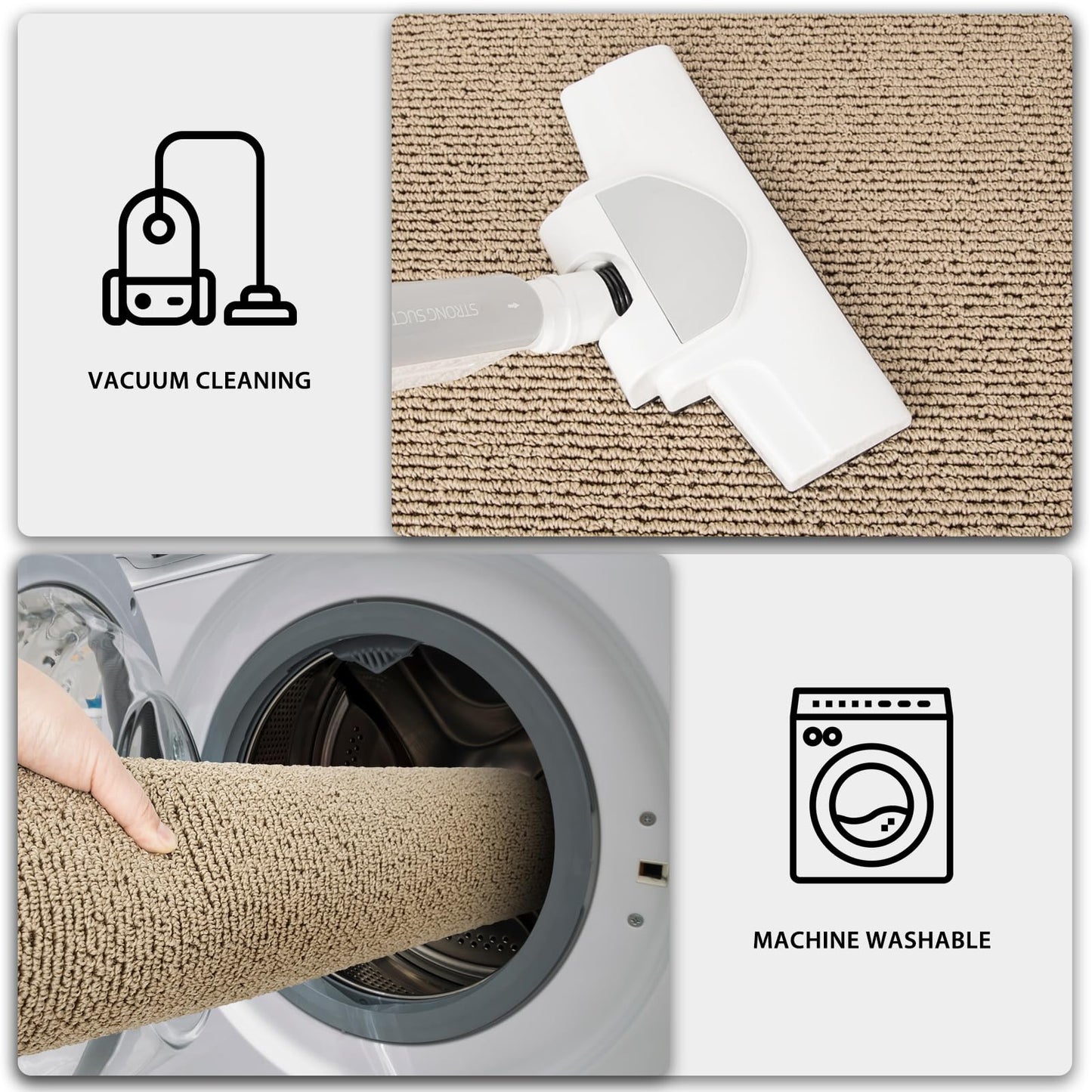PURRUGS Machine Washable Kitchen Rug [2 PCS] (17" x 30"+ 17" x 48"), Non-Slip/Skid Kitchen Runner Rugs & Floor Mats, Super Absorbent Soft Area Rugs for Sink, Kitchen & Laundry, Beige