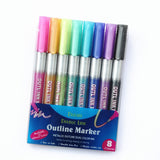 8-color Double Line Outline Pen Marker Metal Stroke