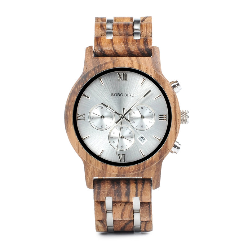 BOBO BIRD Wooden Men Watches Relogio Masculino Top Brand Luxury Stylish Chronograph Military Watch Great Gift for Man OEM